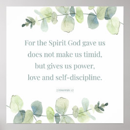 Poster 2 Timothy 1:7, Bíblia Verso Impressão, Decor Domés