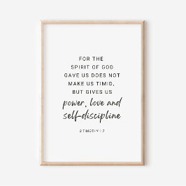Poster 2 Timothy 1:7 Poder, Amor e Autodisciplina