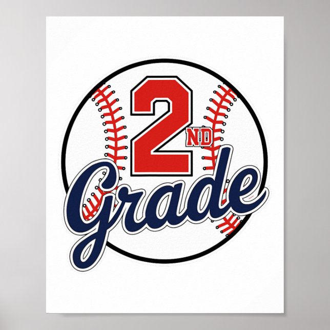 Poster 2nd Grade Baseball Back To School Baseball Player  (Frente)