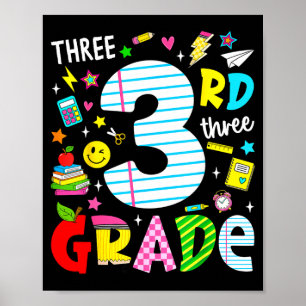 Poster 3º terceira série retrô colorido volta às aulas