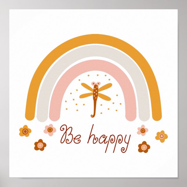 Poster 30,5 x 30,5 cm - Rainbow Be Happy (Frente)