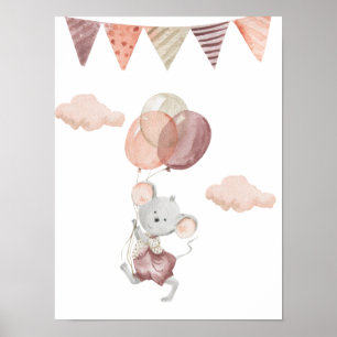 Poster 30,5x40,6 cm - Rato pequeno com balão