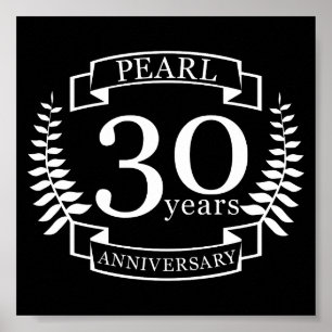 Poster 30 anos de aniversário de casamento em Pearl 30