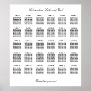 Poster 30 Gráfico de Assentos Mínimos Elegantes da Mesa