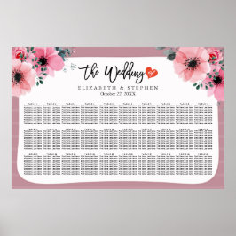 Poster 30 Gráfico de Casamento de Casamento Mesa Forma Fl