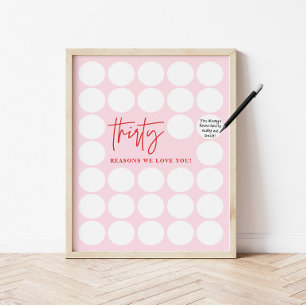 Poster 30 Motivos Rosa Que Amo Você Aniversário, Mantenha