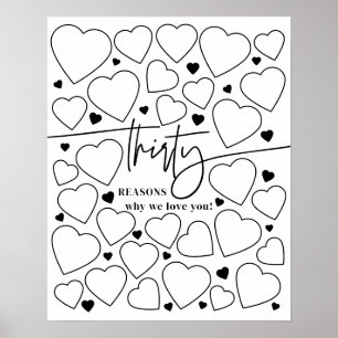 Poster 30 Razões Pela Qual Te Amo Coração O Aniversário