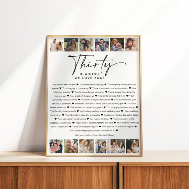 Pôster 30 Razões Pela Qual Te Amo Na Colagem De Fotos De  (Criador carregado)