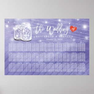 Poster 30 Tables Wedding Seating Chart Couple Mason Jars