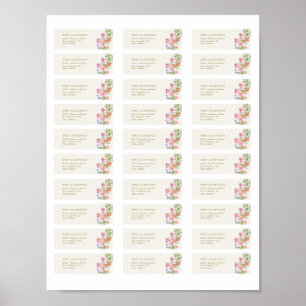 Poster 30 x Adesivos de Endereço Floral de Primavera para