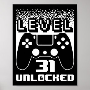 Poster 31º Aniversário Para Homens Nível 31 Jogador Desbl
