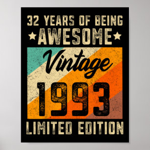 Poster 32º Aniversário do Homem 32 anos Mulheres de 1993
