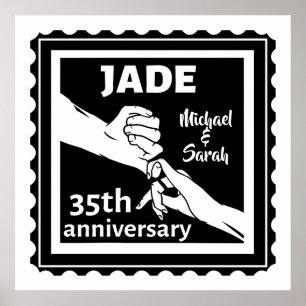 Poster 35.º aniversário de casamento de mãos dadas