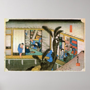 Pôster 37. 赤坂宿, 広重 Akasaka-juku, Hiroshige, Uki