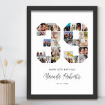 Poster 39º Aniversário Número 39 Colagem Personalizada de<br><div class="desc">Comemore o 39º aniversário com este poster de colagem de fotos número 39 personalizado. Este presente personalizável também é perfeito para o aniversário de casamento. É uma maneira excelente de mostrar memórias preciosos do seu casamento e da sua vida casada. A poster apresenta uma coleção de fotos capturando aqueles momentos...</div>