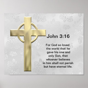 Pôster 3:16 de John (branco)