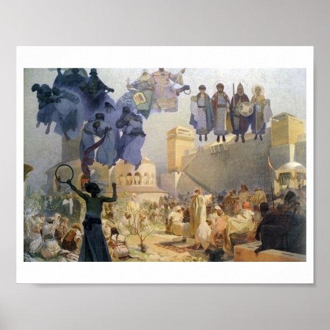 Poster #3 A introdução da liturgia eslavônica, Mucha (Frente)