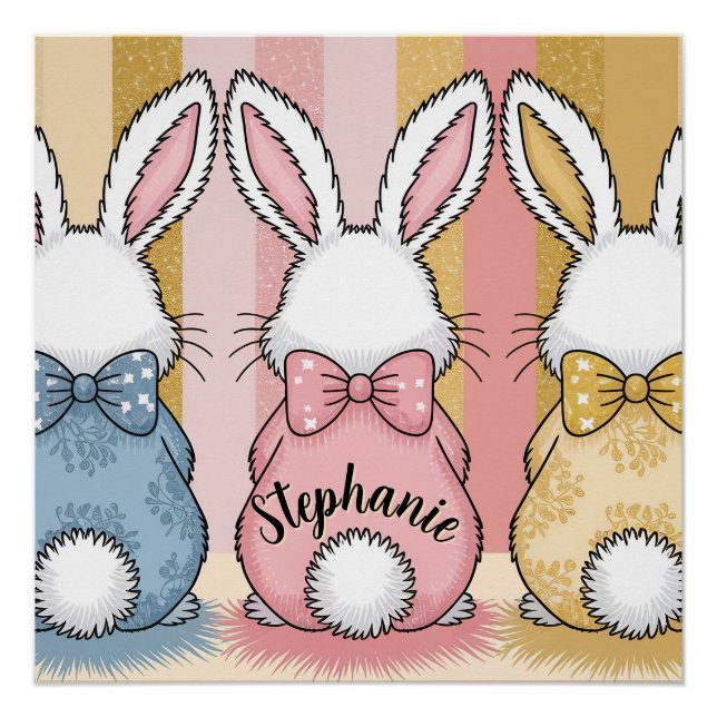 Pôster 3 Bunny Trio, Nome Personalizado (Frente)