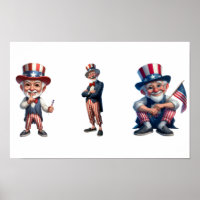 3 cidadãos mais velho vestidos de Tio Sam
