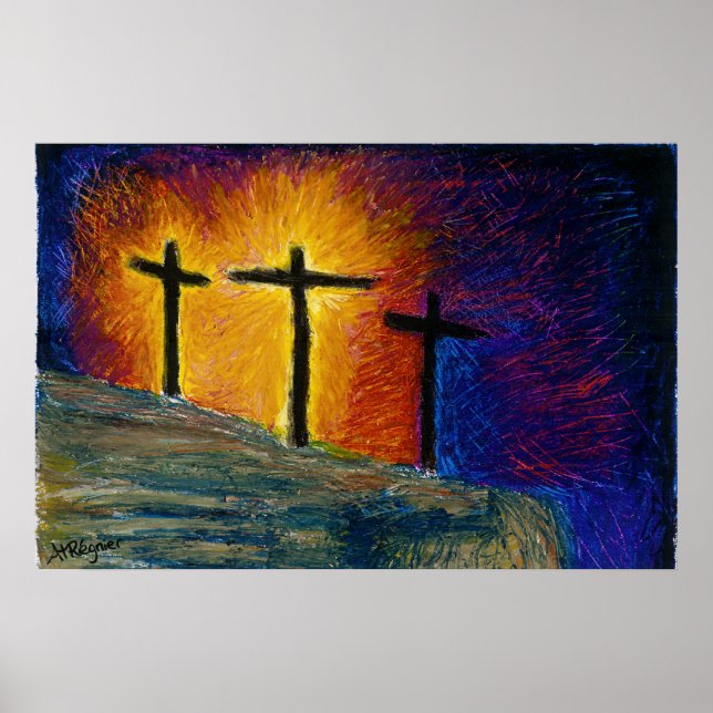 Pôster 3 cruzes "Hoje você estará comigo no Paraíso" (Frente)