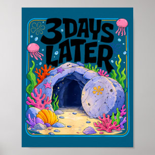 Poster 3 dias depois ressurreição cristã divertida páscoa