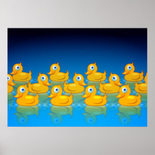 Poster 3 fileiras dos patos de borracha