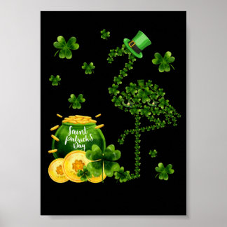 Poster 3 Flamingo Fofo Shamrock St Patrick Amante de Flam