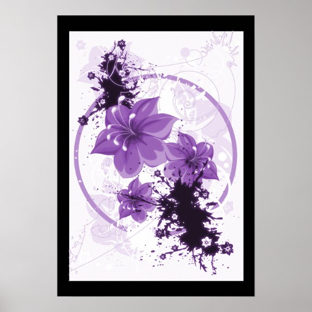 Poster 3 Flores Bonito - Roxo (Frente)