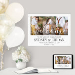 Poster 3 Fotos Boas-Vindas de Casamento Elegante Caligraf<br><div class="desc">Dê as boas-vindas aos convidados do casamento em sua cerimônia ou recepção com um elegante pôster personalizado de colagem de 3 fotos 18"x24". As imagens e todo o texto são simples de personalizar. (DICA DE COLOCAÇÃO DE IMAGEM: Uma maneira fácil de centralizar uma foto exatamente como você deseja é cortá-la...</div>