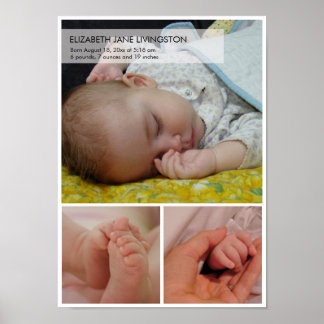 Poster 3 fotos de bebês, parede vertical de montagem mode