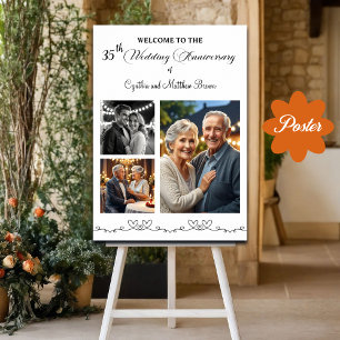 Poster 3 Fotos personalizadas 35 Aniversário de casamento