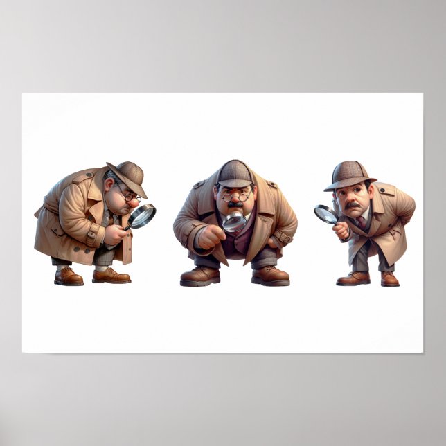 Poster 3 Investigadores Privados a procurar pistas (Frente)