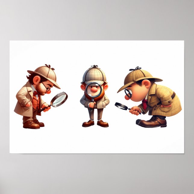 Poster 3 Investigadores Privados a procurar pistas (Frente)