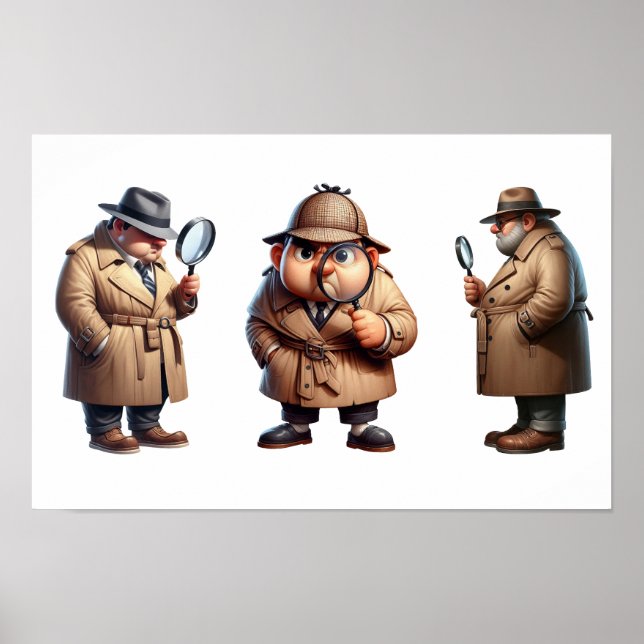 Poster 3 Investigadores Privados a procurar pistas (Frente)