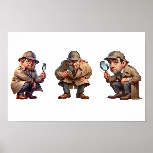 Poster 3 Investigadores Privados a procurar pistas (Frente)