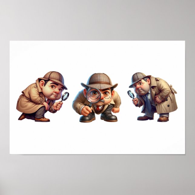 Poster 3 Investigadores Privados a procurar pistas (Frente)