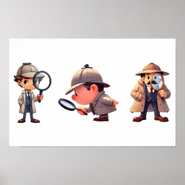 Poster 3 Investigadores Privados a procurar pistas (Frente)