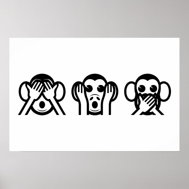 Pôster 3 Macacos Sábios Emoji (Frente)