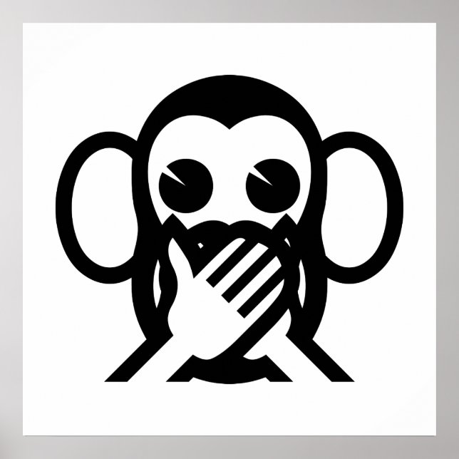 Pôster 3 Macacos Sábios Iwazaru 言 わ ざ る Fale NO Mau Emoji (Frente)