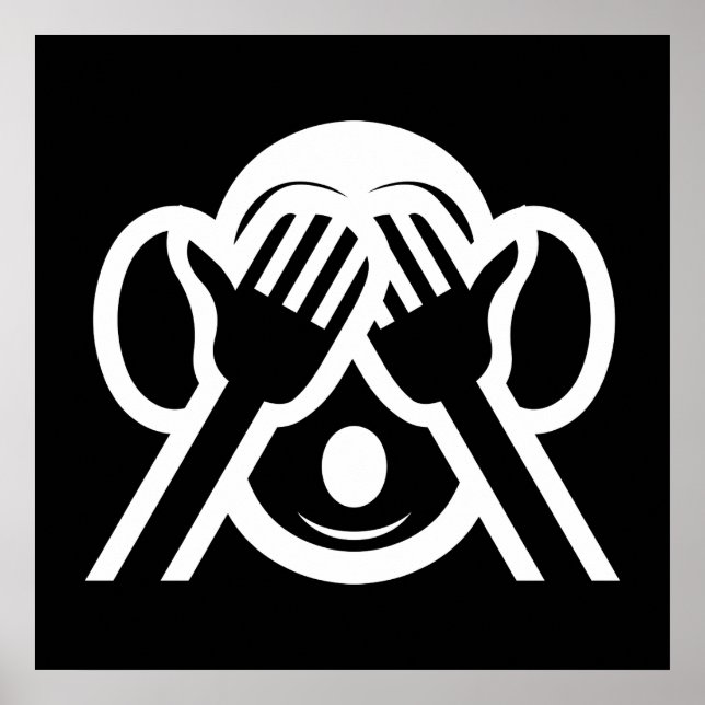 Poster 3 Macacos Sábios Mizaru 見 ざ る SEM Mau Emoji (Frente)