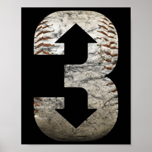 Poster 3 Para 3 Para Baixo Três Para Baixo Baseball