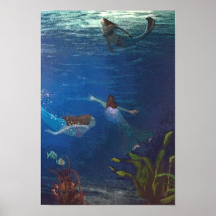 Pôster 3 Sereias Nadando Sob Água