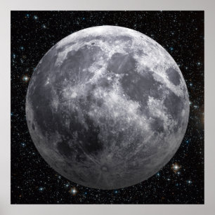 Poster 3D efeito - a lua entre as estrelas