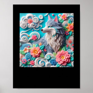 Poster 3d Fox Sticker