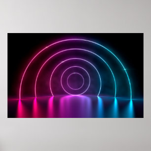 Poster 3d ing of ultraviolet circle portal glowing lines