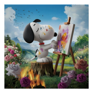 Pôster 3D Renderização de uma Pintura de Cachorro