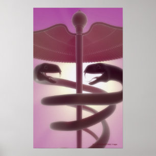 Pôster 3d rendeu o caduceus médico