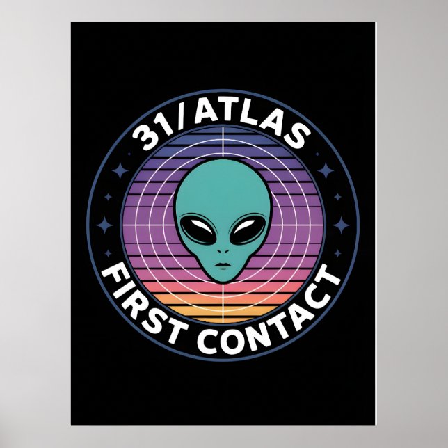 Poster 3I Atlas Estilo Glitch Ficção Científica Retro Esp (Frente)