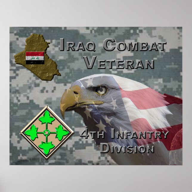 Poster 4ª Infantaria Div Iraque Combate Veteran (Frente)