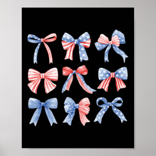 Poster 4ª Patriótica Coquette Girly Girl American Flag Bo